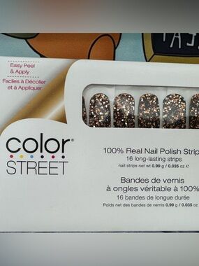 NIP- Color Street Black & Gold Glitter Nail Strips- “Nocturnal Soul”